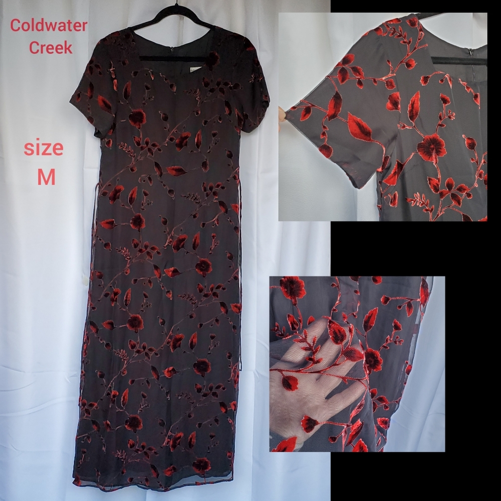 Coldwater Creek Floral Velvet Overlay Dress